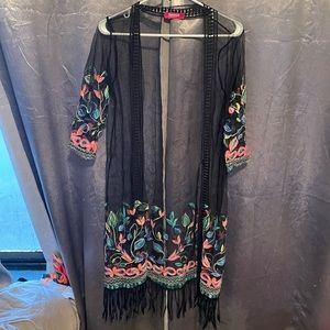 Black floral cover up